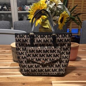Michael Kors Monogram Black and Tan Tote